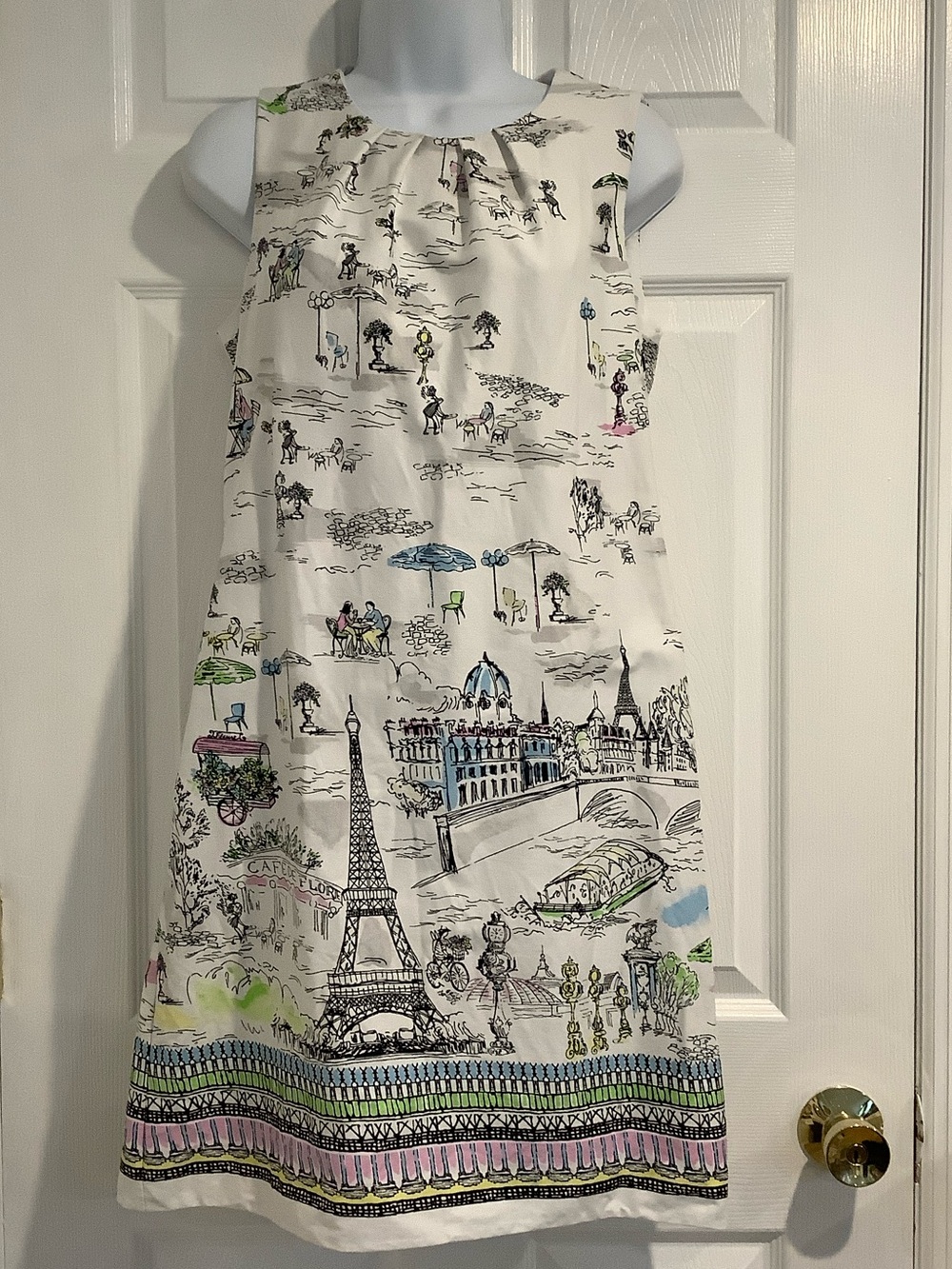 CHETTA B Paris Graphic Euro Vacation Picnic Stretch Date Night Shift Dress 4
